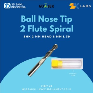 2 Flute Spiral Ball Nose 3,175 mm SHK 2 mm Head 8 mm CEL 39 mm Length